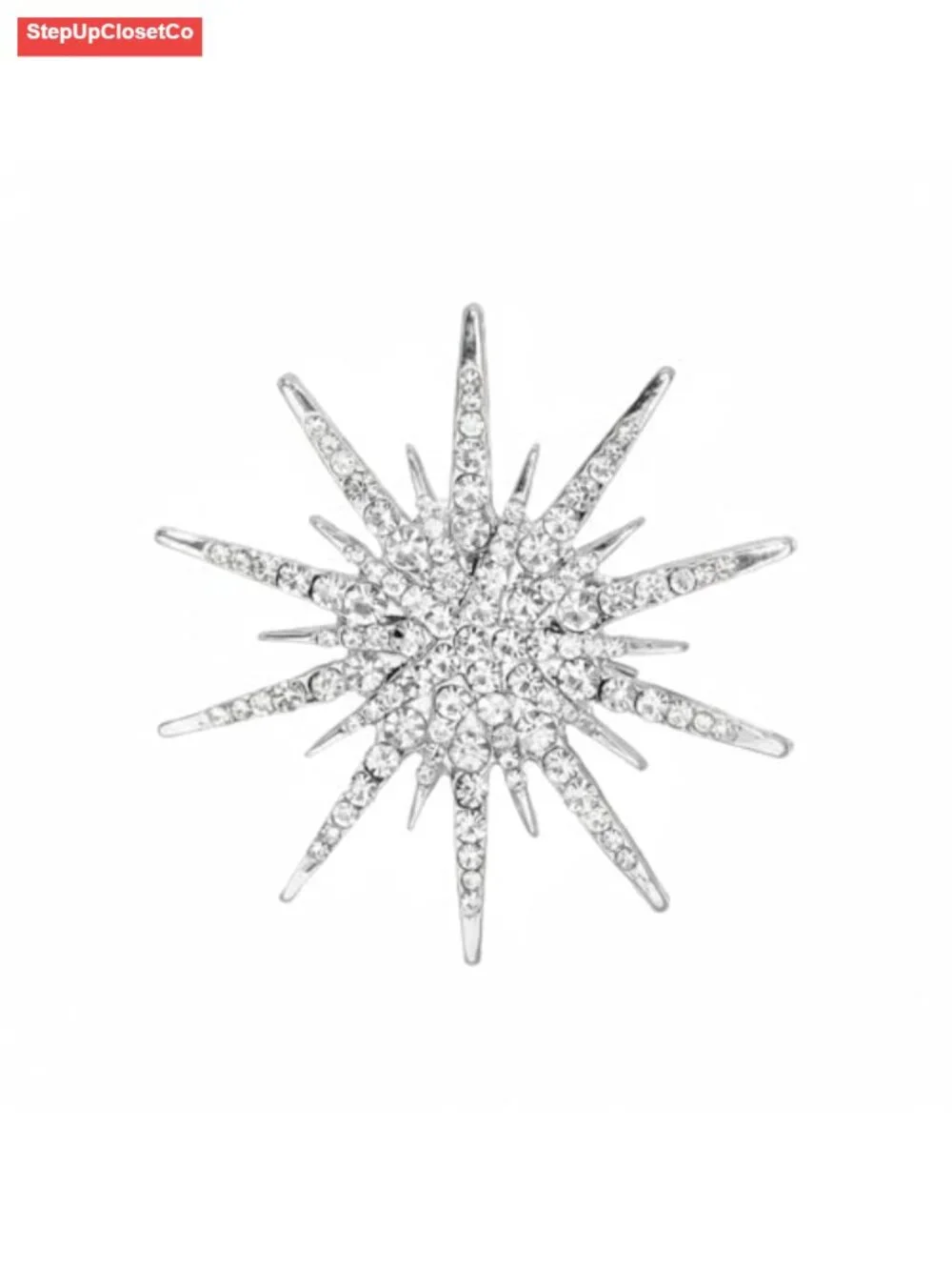 Crystal Rhinestone Star Burst Lapel Pin Brooch Corsage for Suit Dress Hat